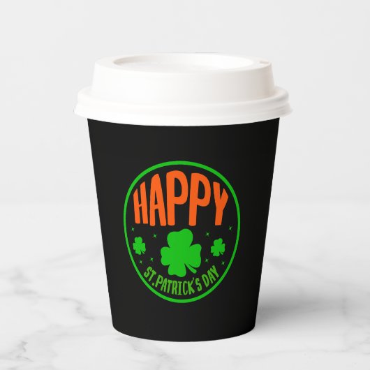 Happy St. Patrick's Day Circle Design-63501 Pappbecher (Vorderseite)