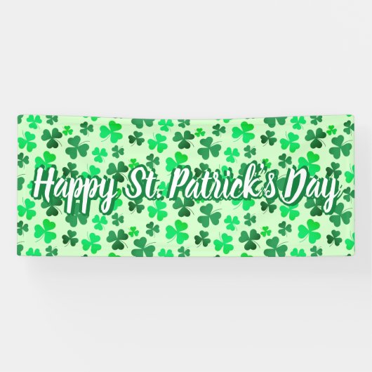 Happy St Patrick's Day Clover Kleeblatt Irish Part Banner (Horizontal)