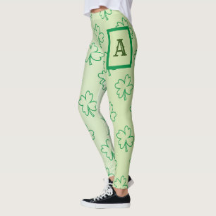 Happy St Patrick's Day Clover Kleeblatt Monogramm Leggings