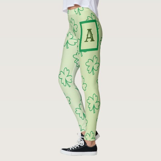 Happy St Patrick's Day Clover Kleeblatt Monogramm Leggings (Links)