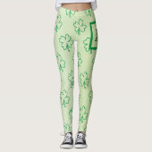 Happy St Patrick's Day Clover Kleeblatt Monogramm Leggings (Vorderseite)