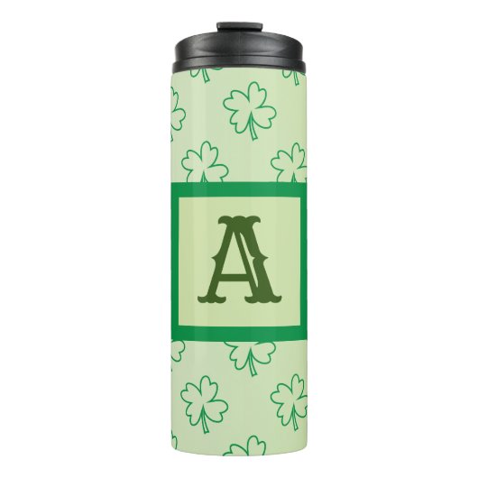 Happy St Patrick's Day Clover Kleeblatt Monogramm Thermosbecher (Vorderseite)