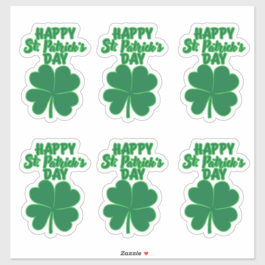 Happy St. Patrick's Day Clover Leaf Aufkleber (Blatt)