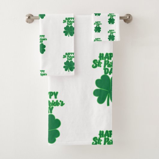 Happy St. Patrick's Day Clover Leaf Badhandtuch Set (Insitu)