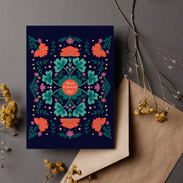 Happy St. Patrick's Day Clovers & Blume Postkarte