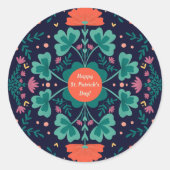 Happy St. Patrick's Day Clovers & Blume Runder Aufkleber (Vorderseite)