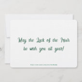 Happy St. Patrick's Day Clovers Mitteilungskarte (Rückseite)