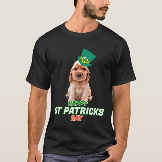 Happy St Patricks Day Cocker Spaniel Puppy Dog Iri T-Shirt (Vorderseite)