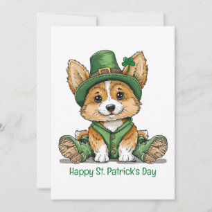 Happy St. Patrick's Day Corgi Dog Feiertagskarte