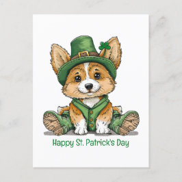 Happy St. Patrick's Day Corgi Dog Feiertagspostkarte