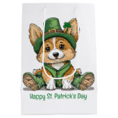 Happy St. Patrick's Day Corgi Dog Mittlere Geschenktüte (Rückseite)