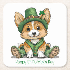 Happy St. Patrick's Day Corgi Dog Rechteckiger Pappuntersetzer