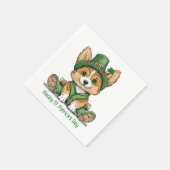 Happy St. Patrick's Day Corgi Dog Serviette (Ecke)