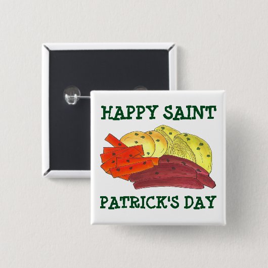 Happy St. Patrick's Day Corned Beef Cabbage Potato Button (Vorne & Hinten)