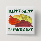 Happy St. Patrick's Day Corned Beef Cabbage Potato Button (Vorderseite)