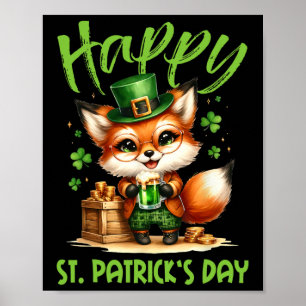 Happy St Patricks Day Costume Outfit Fox Irish Bee Poster