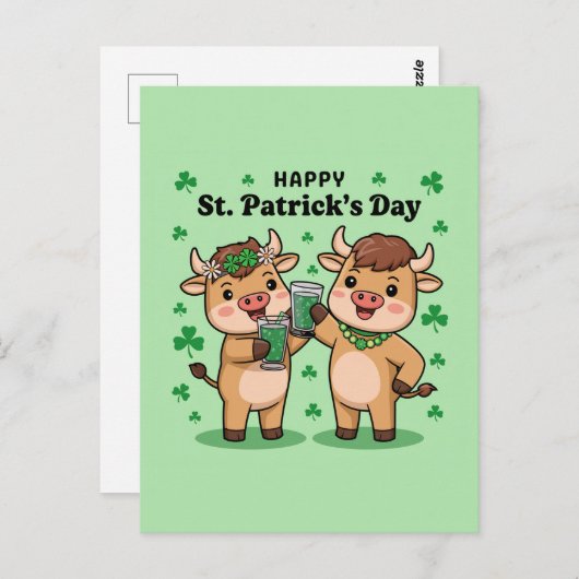 Happy St. Patricks Day Cows Postkarte (Vorne/Hinten)