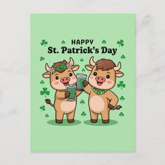 Happy St. Patricks Day Cows Postkarte (Vorderseite)
