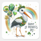 Happy St. Patricks Day Crane Quadratischer Aufkleber (Vorderseite)