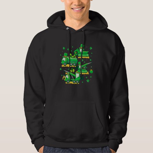 Happy St Patricks Day Crane Truck Construction Boy Hoodie (Vorderseite)