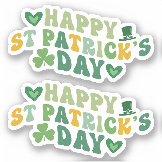 Happy St. Patrick's Day Custom-Cut Vinyl Sticker (Vorderseite)