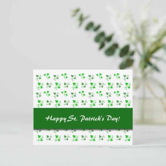 Happy St. Patrick's Day Custom Kleeblatt Postcard Postkarte (Stehend Vorderseite)