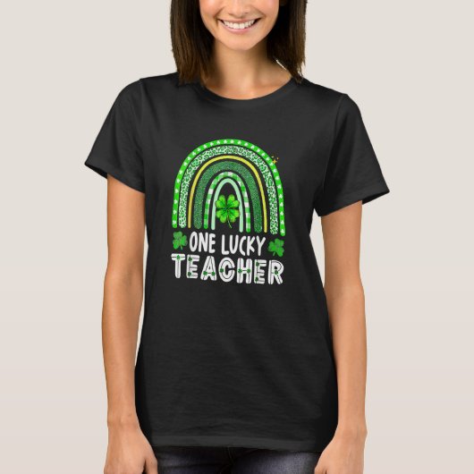 Happy St Patricks Day Cute One Lucky Teacher Rainb T-Shirt (Vorderseite)
