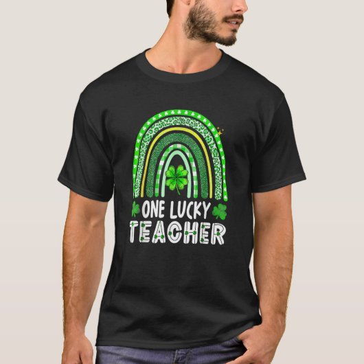 Happy St Patricks Day Cute One Lucky Teacher Rainb T-Shirt (Vorderseite)