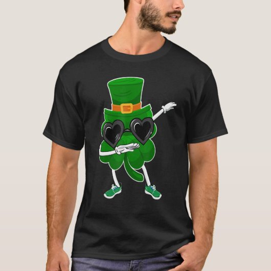 Happy St Patricks Day Dabbing Kleeblatt Hat Hip Ho T-Shirt (Vorderseite)