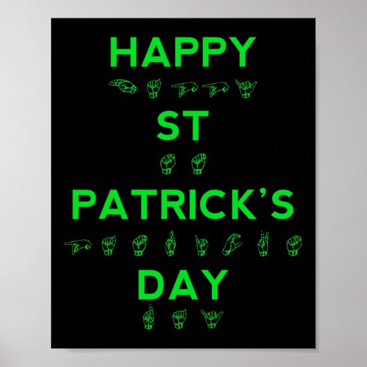 Happy St Patricks Day Deaf Pride Sign Language ASL Poster (Vorne)