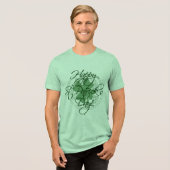 Happy St. Patrick's Day Decorative Script Tri-Blend Shirt (Vorderseite voll)