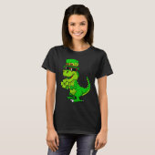 Happy St Patrick's Day Dinosaur Rex Lucky Shamrock T-Shirt (Vorne ganz)