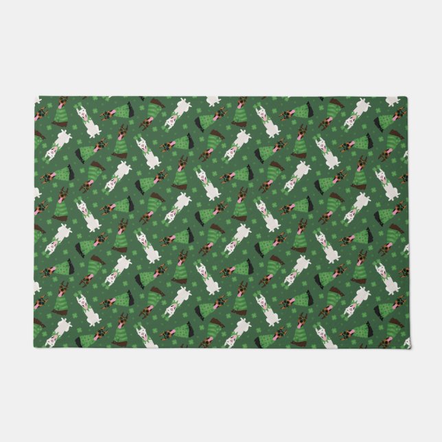 Happy St Patricks Day Dobermann Hunde Fußmatte (Vorderseite)