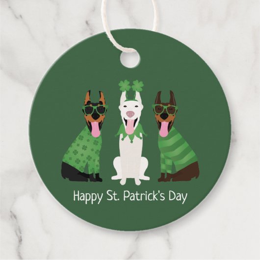 Happy St Patricks Day Dobermann Hunde Geschenkanhänger (Vorderseite)