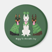 Happy St Patricks Day Dobermann Hunde Magnet (Vorne)