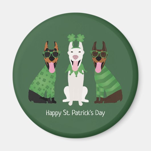 Happy St Patricks Day Dobermann Hunde Magnet (Vorne)