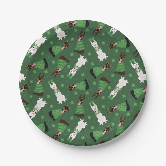 Happy St Patricks Day Dobermann Hunde Pappteller (Vorderseite)