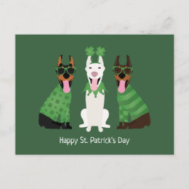 Happy St Patricks Day Dobermann Hunde Postkarte