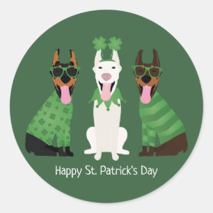 Happy St Patricks Day Dobermann Hunde Runder Aufkleber