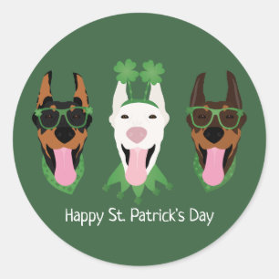Happy St Patricks Day Dobermann Hunde Runder Aufkleber