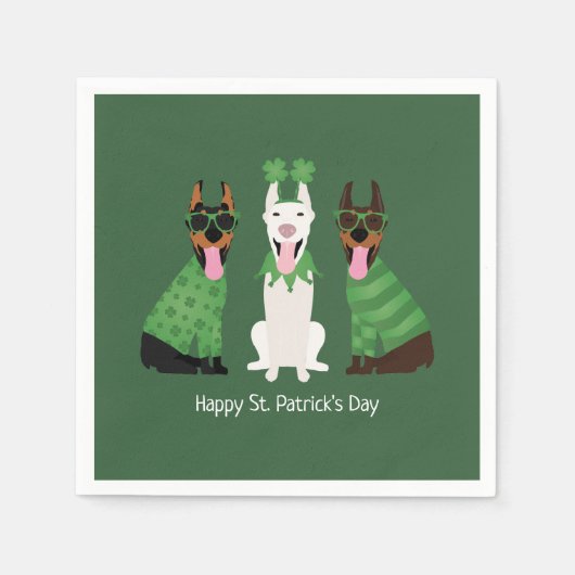 Happy St Patricks Day Dobermann Hunde Serviette (Vorderseite)