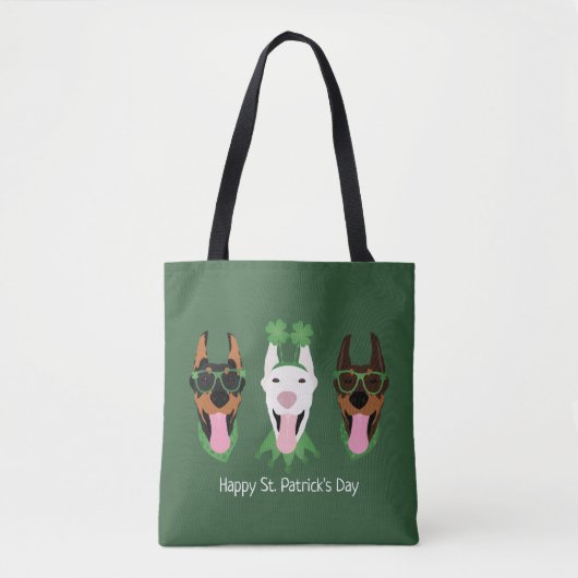 Happy St Patricks Day Dobermann Hunde Tasche (Vorderseite)