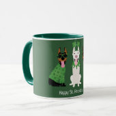 Happy St Patricks Day Dobermann Hunde Tasse (Vorderseite Links)