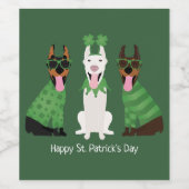 Happy St Patricks Day Dobermann Hunde Weinetikett (Einzelnes Label)