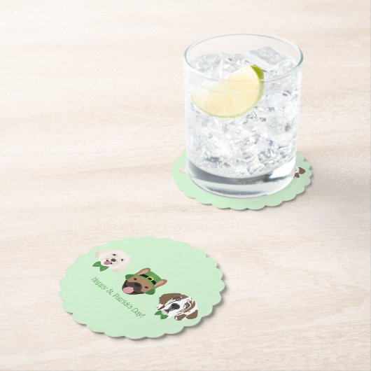 Happy St Patricks Day Dog Faces Untersetzer (Vor Ort)