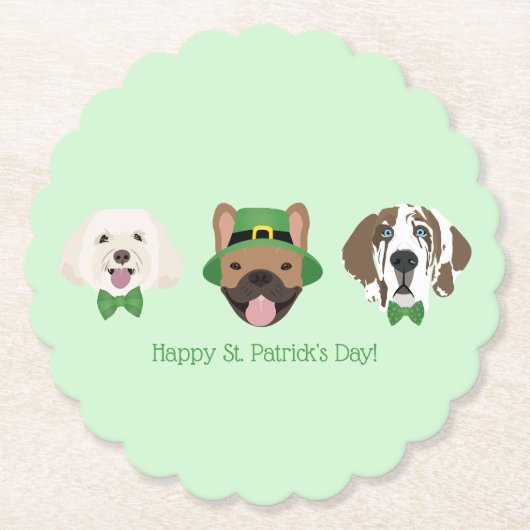 Happy St Patricks Day Dog Faces Untersetzer (Vorderseite)
