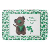 Happy St Patricks Day Dog Four Leaf Clover Green Badematte (Vorderseite)