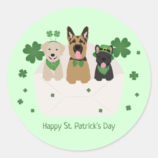 Happy St Patricks Day Dog Mail Runder Aufkleber (Vorderseite)