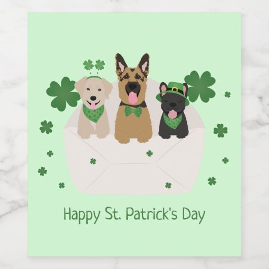 Happy St Patricks Day Dog Mail Weinetikett (Einzelnes Label)
