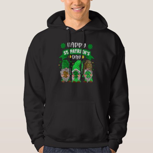 Happy St Patricks Day Drei Gnome Kleeblatt Leopard Hoodie (Vorderseite)